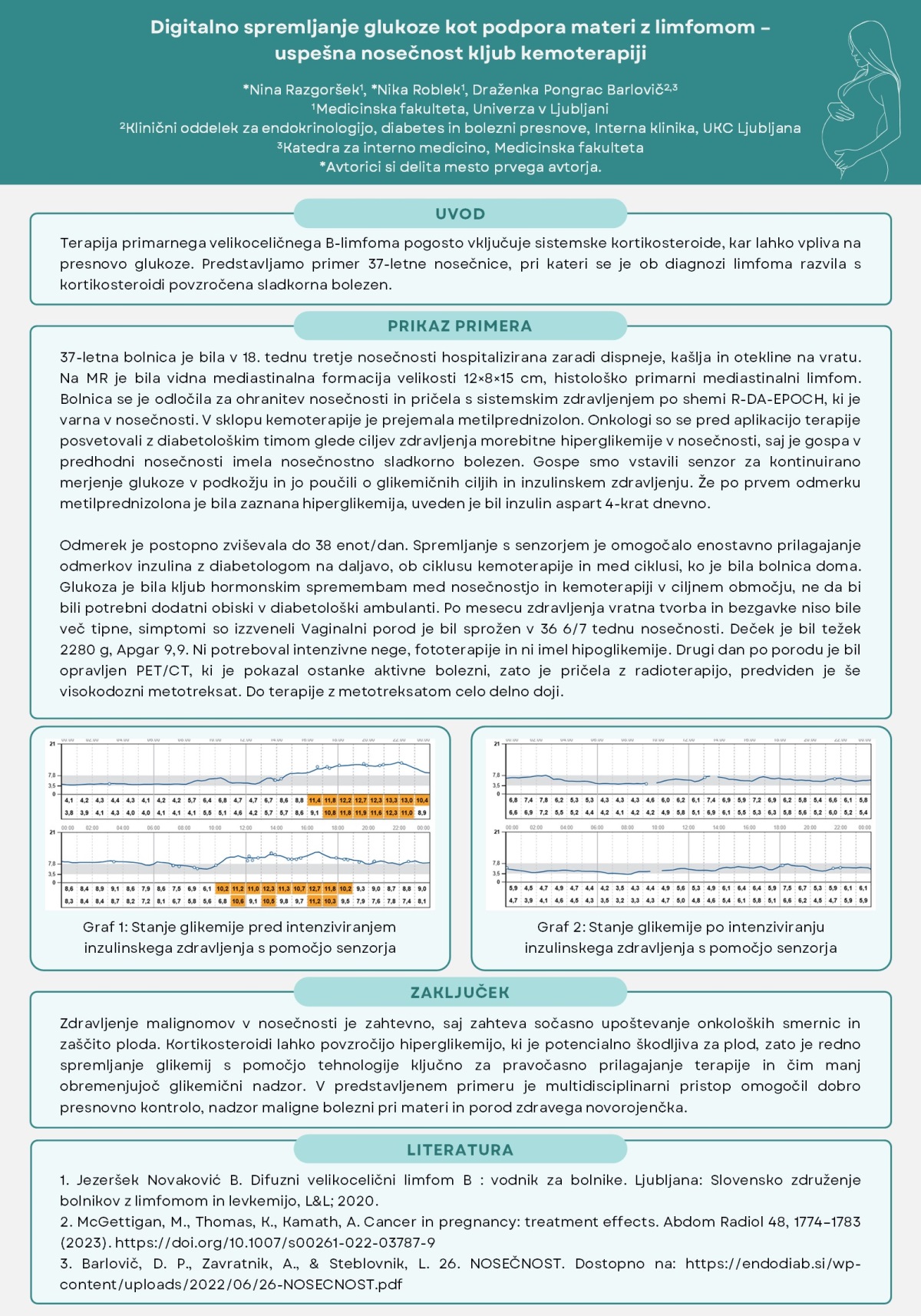 DIGITALNO SPREMLJANJE GLUKOZE KOT PODPORA MATERI Z LIMFOMOM – USPEŠNA NOSEČNOST KLJUB KEMOTERAPIJI