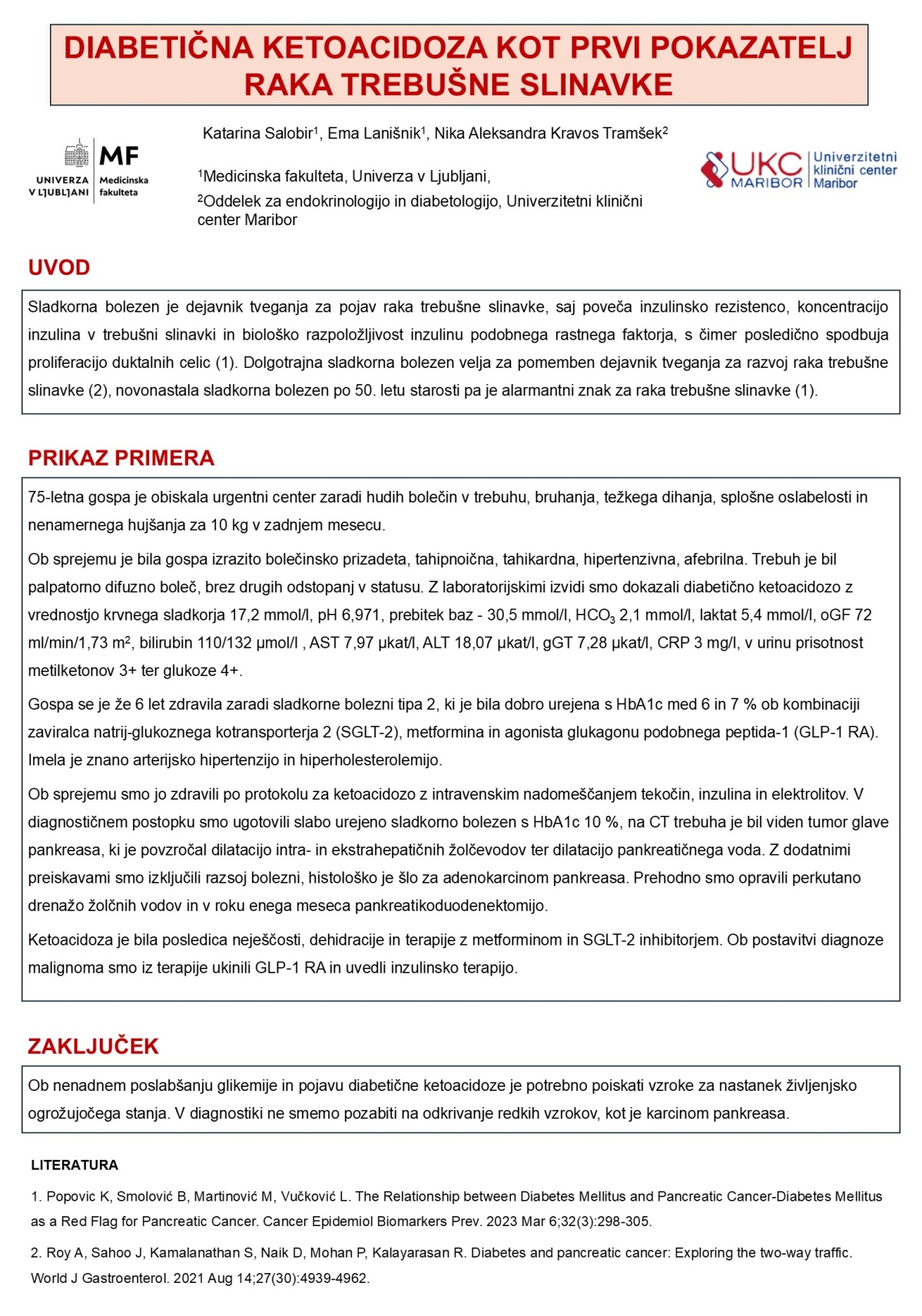DIABETIČNA KETOACIDOZA KOT PRVI POKAZATELJ RAKA TREBUŠNE SLINAVKE