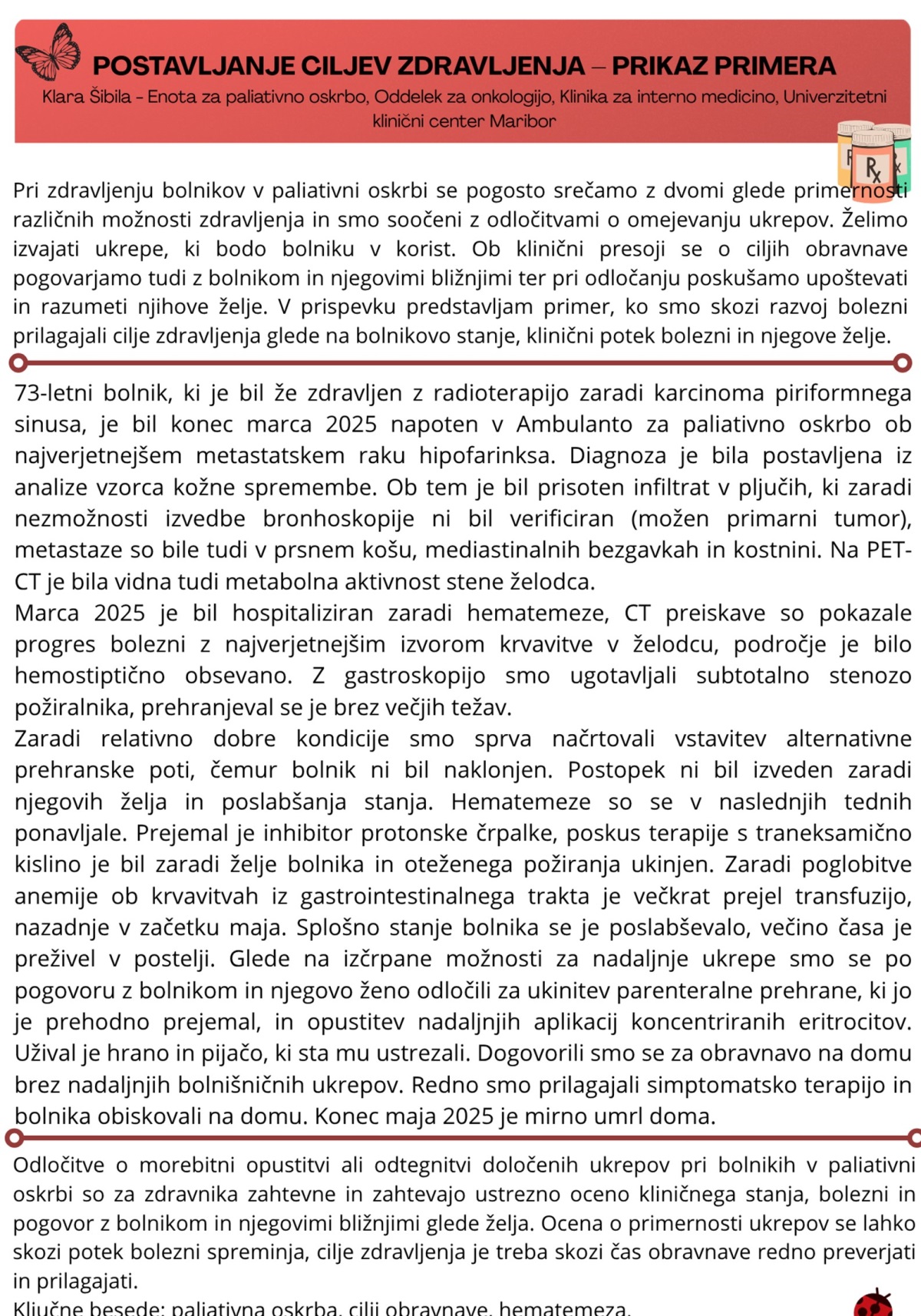 POSTAVLJANJE CILJEV ZDRAVLJENJA – PRIKAZ PRIMERA
