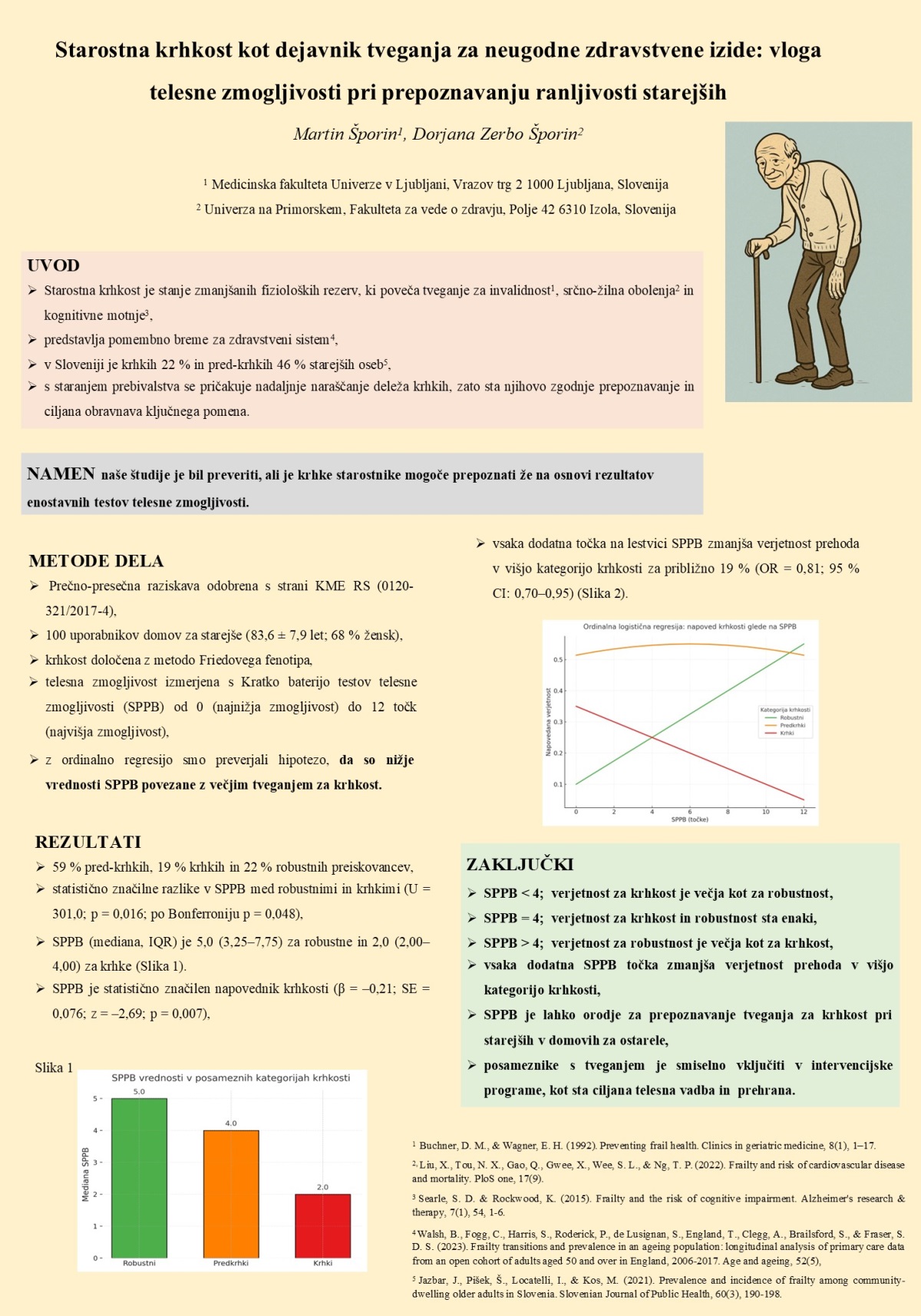 STAROSTNA KRHKOST KOT DEJAVNIK TVEGANJA ZA NEUGODNE ZDRAVSTVENE IZIDE – VLOGA TELESNE ZMOGLJIVOSTI PRI PREPOZNAVANJU RANLJIVOSTI STAREJŠIH